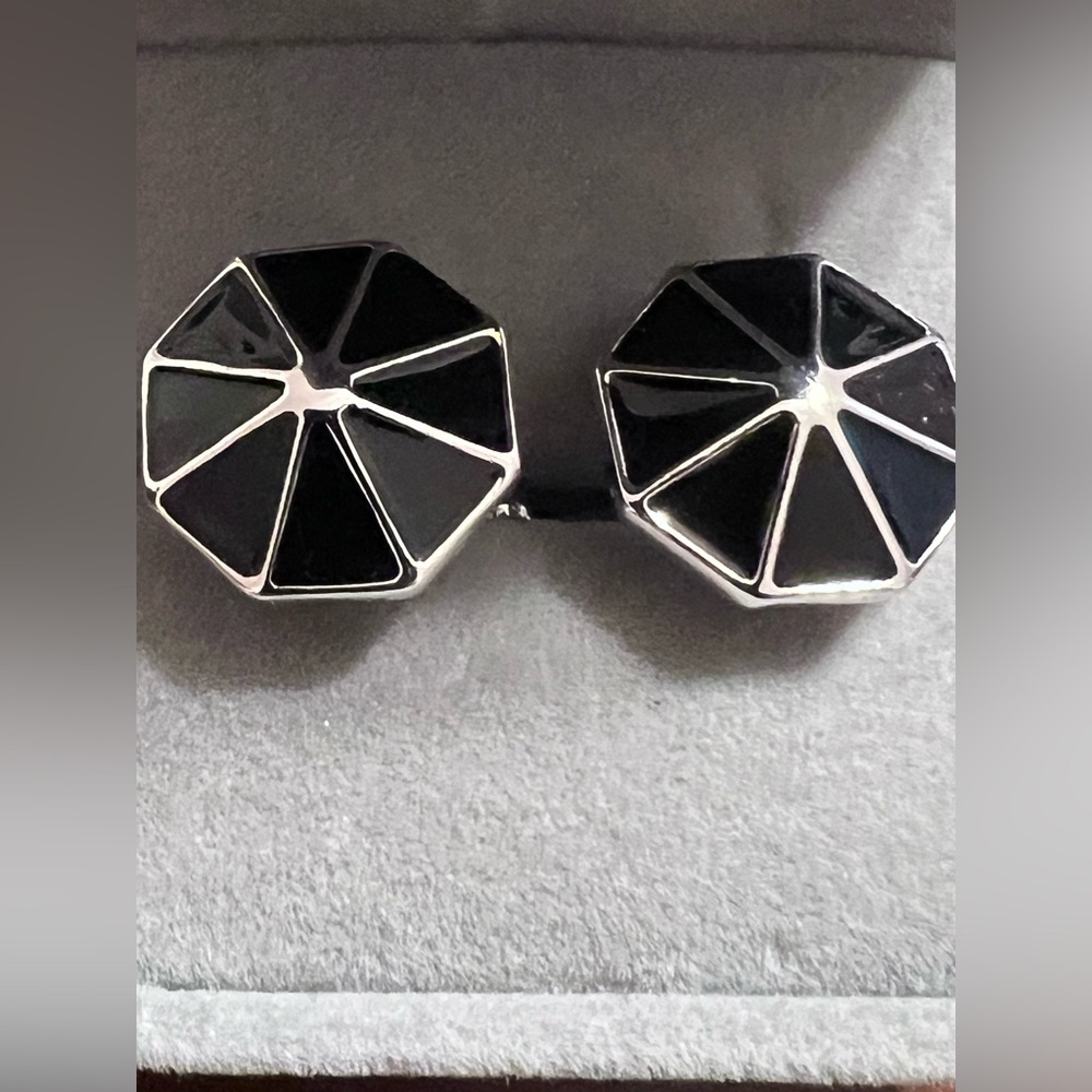 Burberry Geometric Black and Silver Cufflinks
